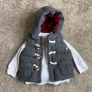 Winter bundle, long sleeved waffle tee + Gap vest